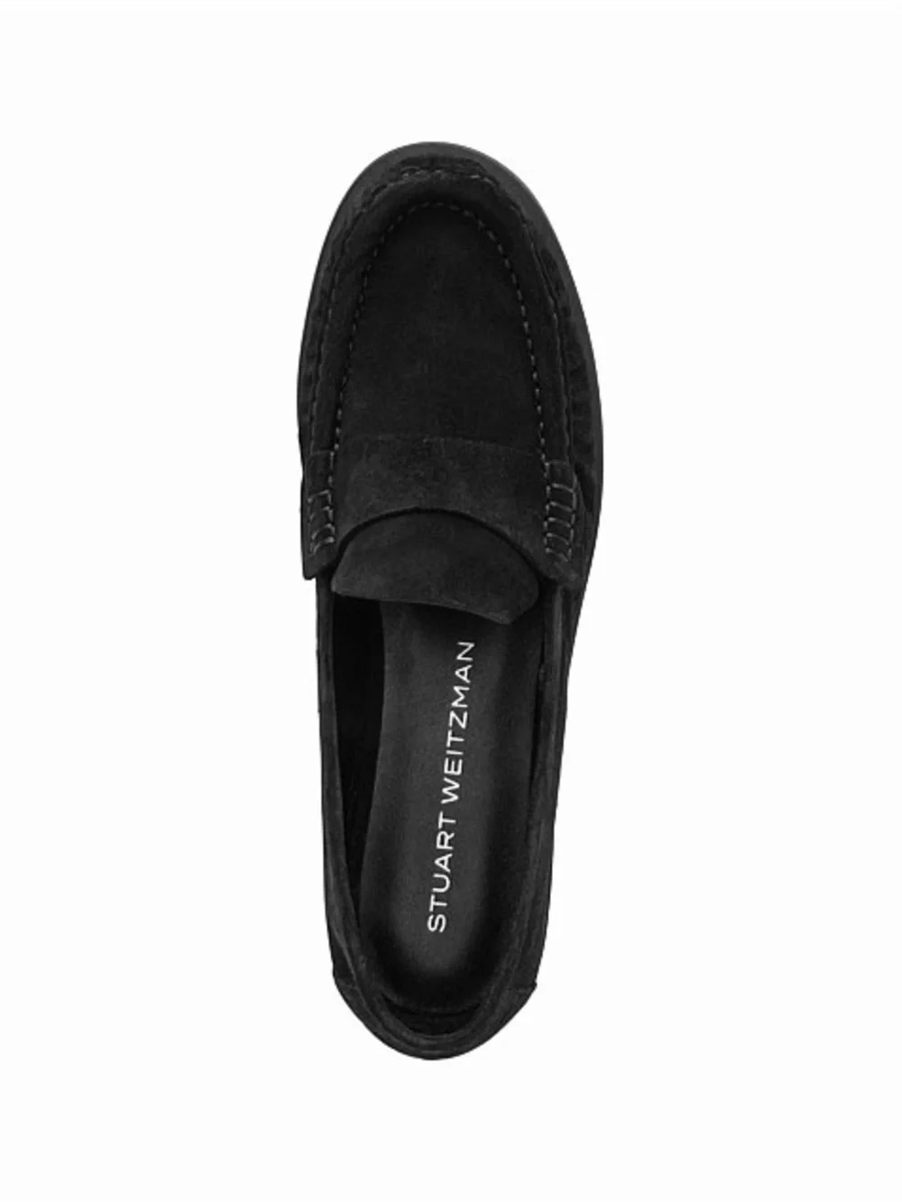 STUART WEITZMAN BLACK SUEDE BLAKE ROUND TOE PENNY LOAFER 9 B